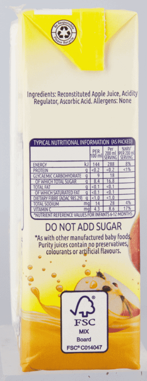 Purity From 6 Months 100% Apple Fruit Juice 200ml 200ml