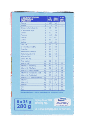 Purity Junior Strawberry & Vanilla Flavour Instant Oats 8 x 35g 35g