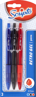 Scripto Assorted Retro Gel Pens 3pk 3pk