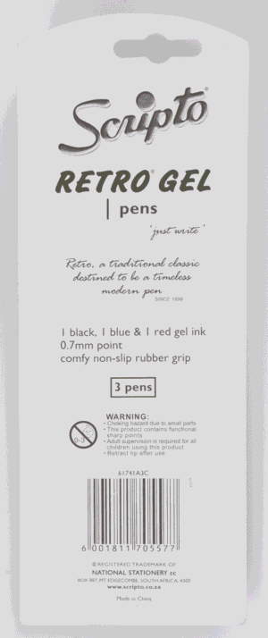 Scripto Assorted Retro Gel Pens 3pk 3pk