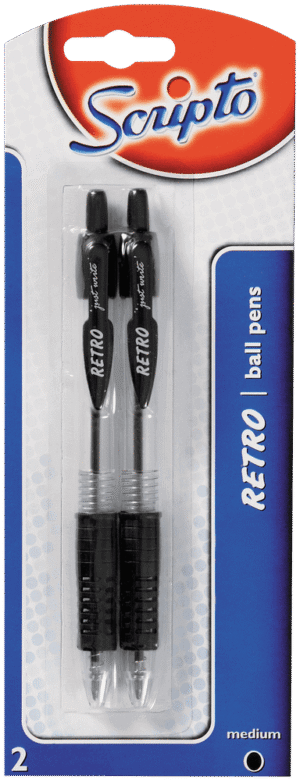 Scripto Black Retro Ball Pen 2pk 2pk