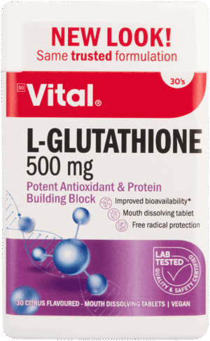 Vital Citrus Flavoured 500mg L-Glutathione Mouth Dissolving Tablets 30pk 30pk