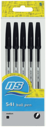 National Stationery Black Medium Ball Pen 5pk 5pk