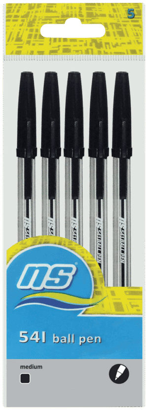 National Stationery Black Medium Ball Pen 5pk 5pk