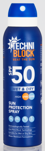 Techniblock SPF 50 Wet & Dry Sun Protection Spray 150ml