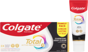Colgate Total Active Prevention Charcoal Deep Clean Fluoride Toothpaste 2 x 75ml