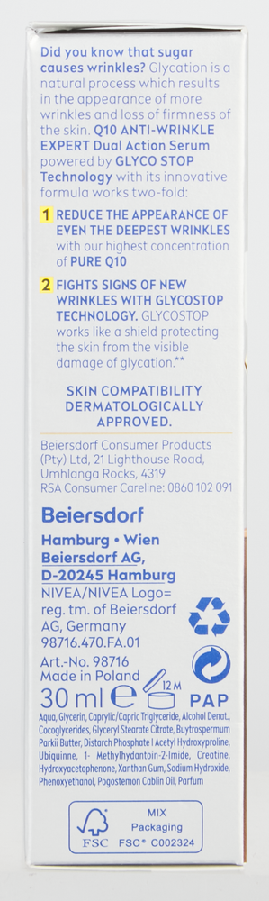 Nivea Q10 Anti-Wrinkle Expert Dual Action Serum 30ml