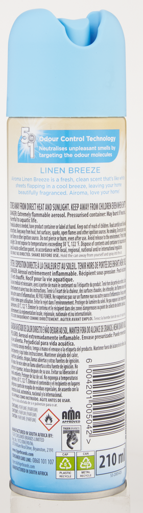 Airoma 5-in-1 Linen Breeze Air Freshener 210ml