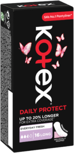 Kotex Daily Protect Long Unscented Pantyliners 16pk