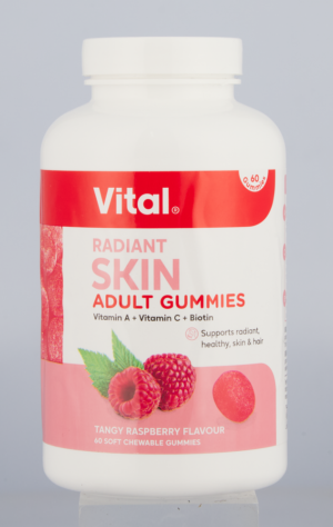 Vital Tangy Raspberry Flavour Radiant Skin Adult Gummies 60pk