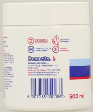 Bennetts Fragrance-Free Baby Aqueous Cream 500ml
