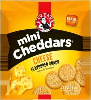 Bakers Mini Cheddars Cheese Flavoured Cheesy Cheddar Snack 33g