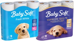Baby Soft 2 Ply Supreme Quilts Luxury Toilet Tissue Roll 9pk