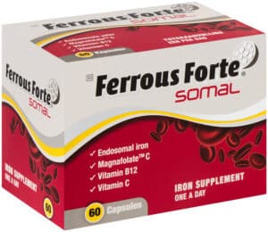 Ferrous Forte Somal Iron Supplement Capsules 60pk