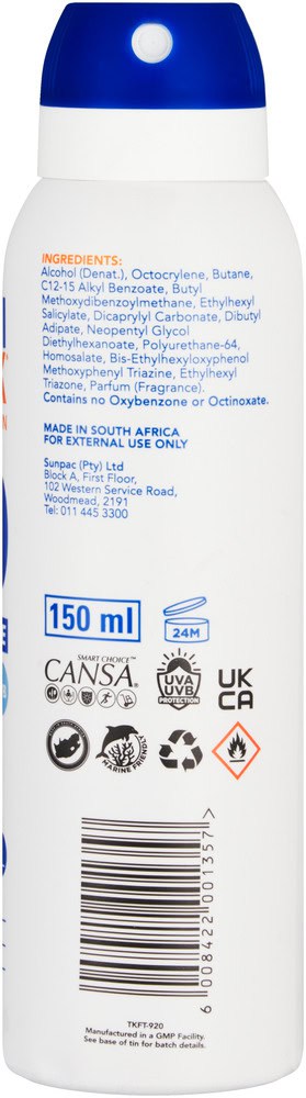 Techniblock SPF 50 Active Performance Sun Protection Spray 150ml