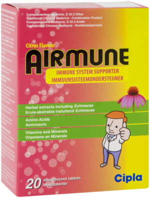 Airmune Citrus Flavour Immune System Supporter Effervescent Tablets 2 x 20pk