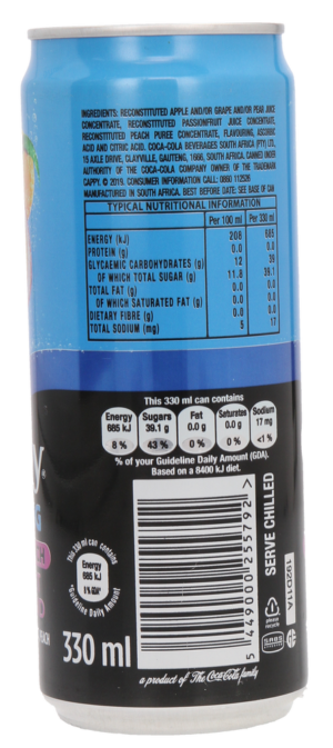 Cappy Passion Peach 100% Sparkling Fruit Juice Blend 330ml