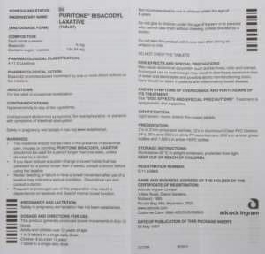 Puritone Bisacodyl Laxative Tablets 12pk