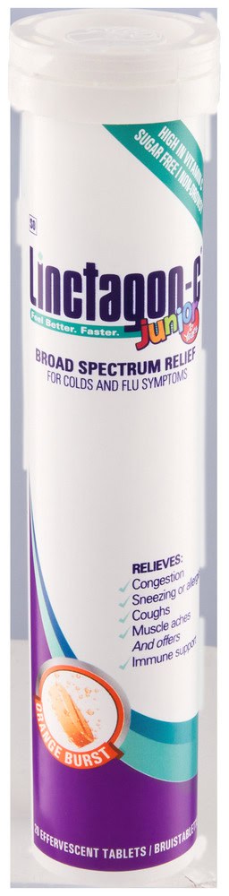 Linctagon Broad Spectrum Relief Orange Burst Junior Effervescent Tablets 20pk
