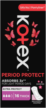 Kotex Period Protect Thick Scented Pantyliners 16pk
