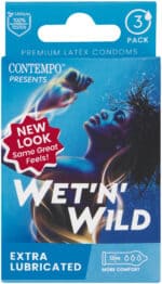Contempo Wet n Wild Extra Lubricated Premium Latex Condoms 3pk