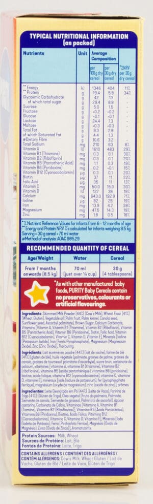Purity Honey Flavour Baby Cereal with Milk 200g
