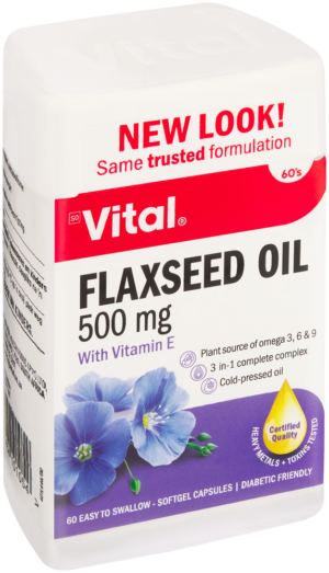 Vital Flaxseed Oil Softgel Capsules 60pk