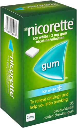 Nicorette Icy White 2mg Nicotene Gum 105pk