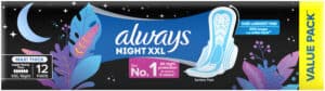 Always Super Heavy Flow Night XXL Maxi Thick Sanitary Pads 12pk