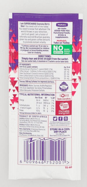 Mcnab's Guarana Berry Natural Flavour Supercharge Shot 15ml