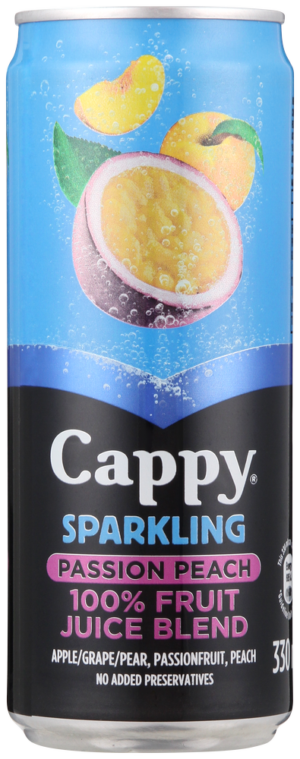 Cappy Passion Peach 100% Sparkling Fruit Juice Blend 330ml