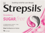 Strepsils Strawberry Sugar-Free Throat Lozenges 16pk