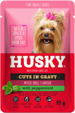 Husky Mixed Grill Flavour with Peppermint Adult Wet Dog Food Cuts In Gravy 85g