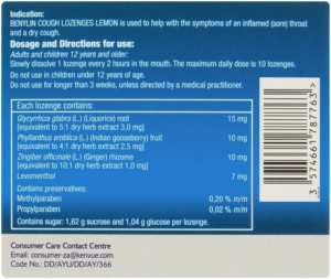 Benylin Lemon Cough Lozenges 20pk