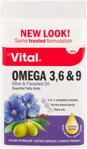 Vital Omega 3, 6 & 9 Softgel Capsules 30pk