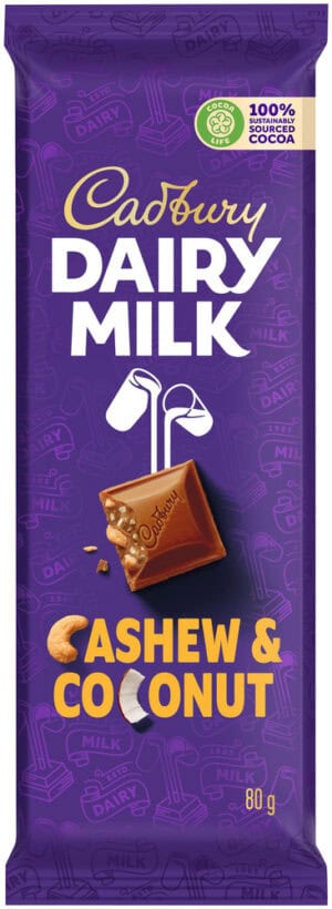 Cadbury Dairy Milk Cashew & Coconut Milk Chocolate Slab 80g