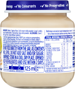 Purity From 7 Months Vanilla Flavoured Custard Treati 125ml