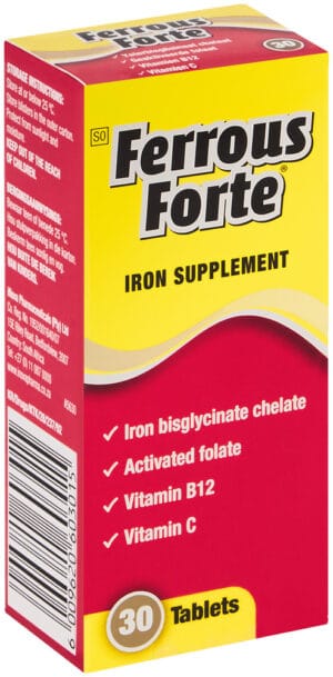 Ferrous Forte Iron Supplement Tablets 30pk