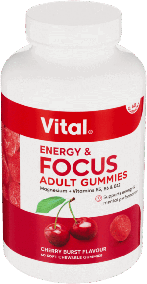Vital Cherry Burst Flavour Energy & Focus Adult Gummies 60pk