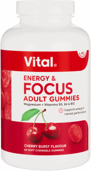 Vital Cherry Burst Flavour Energy & Focus Adult Gummies 60pk