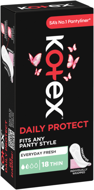 Kotex Daily Protect Thin Unscented Pantyliners 18pk