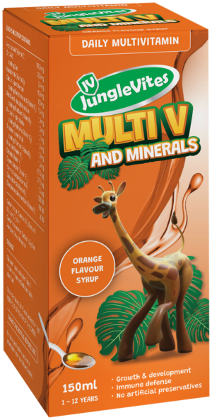 Junglevites Orange Flavour Multi V and Minerals Syrup 150ml