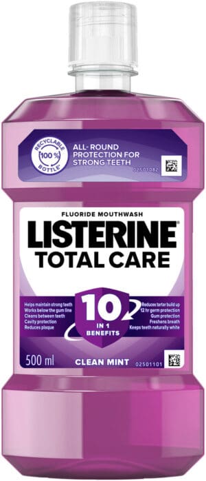 Listerine Total Care Clean Mint Fluoride Mouthwash 500ml