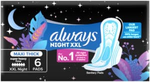 Always Super Heavy Flow Night XXL Maxi Thick Sanitary Pads 6pk