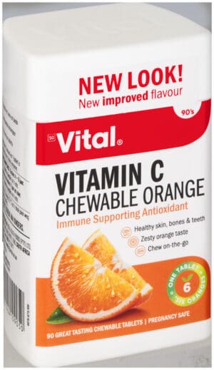 Vital Health Essentials Orange Vitamin C Chewable Tablets 90pk