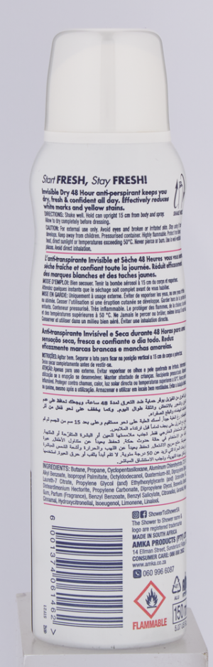 Shower To Shower StayDry Invisible Dry Anti-Perspirant Spray 150ml