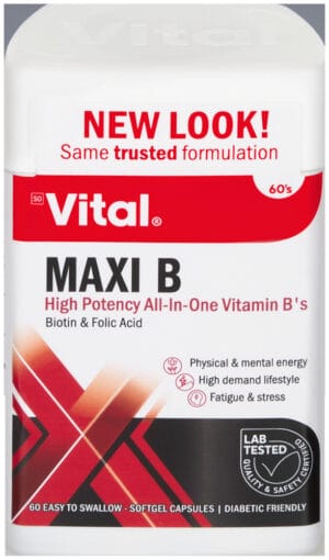 Vital Health Essentials Maxi B Energy & Vitality Capsules 60s