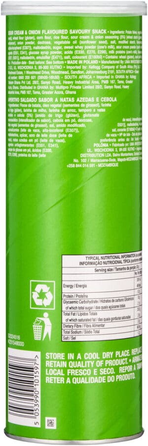Pringles Sour Cream & Onion Flavoured Savoury Snack 165g