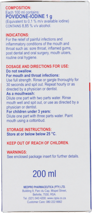 Dermadine Oral Gargle & Mouthwash Antiseptic 200ml