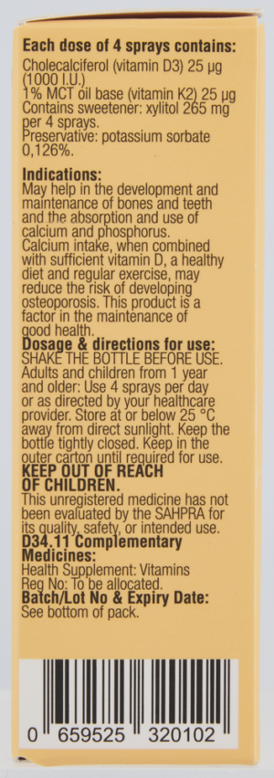 Phytoceutics Phytomist Peach Flavour Vitamin D3 & K2 Oral Spray 20ml